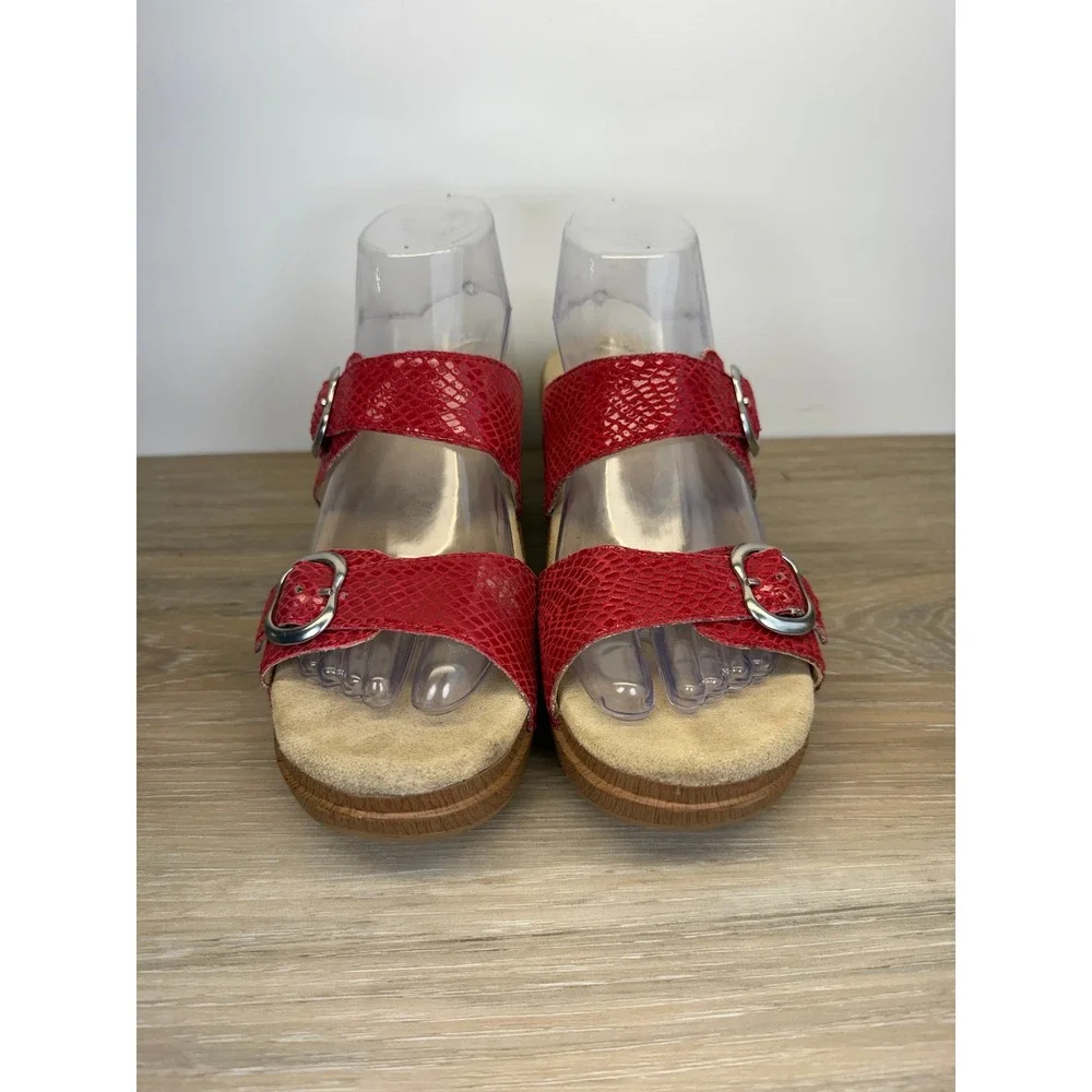 Dansko Sophie‎ Wedge Sandals Red Snake Print Leather Comfortcore Women 40 9.5-10